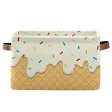 Ice Cream Texture Storage Basket Bin, Foldable Fabric Organizer 1 PCS