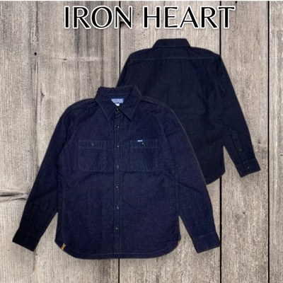 IRON HEART IHSH-443 Cotton Linen Chambray Work Shirt Indigo Made