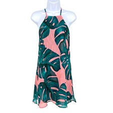 Show Me Your Mumu Byron Dress Palms Away Pink Green Tropical Mini Dress Size XS