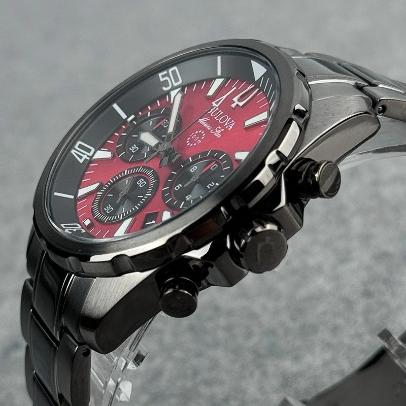 Bulova Marine Star 98B350 Men's Chronograph 43mm Red Dial Quartz Watch - Image 3 of 4