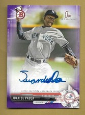 JUAN DE PAULA 2017 TOPPS BOWMAN 1ST PURPLE SP AUTOGRAPH AUTO CARD #/250 MLB