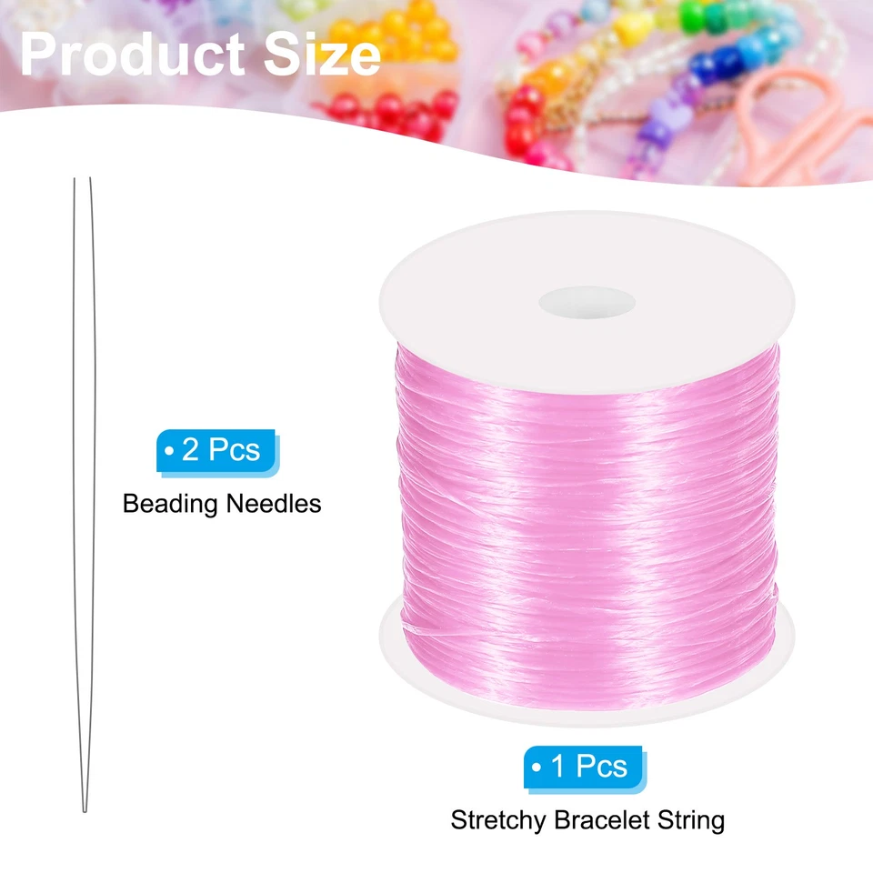 120 m langes,dehnbares Armbandband,0,8mm,elastisches Band für Armbänder,Rosa - Bild 2 von 4