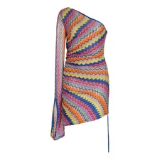 Alexis Devon One-Shoulder Chevron Knit Mini Dress size Small