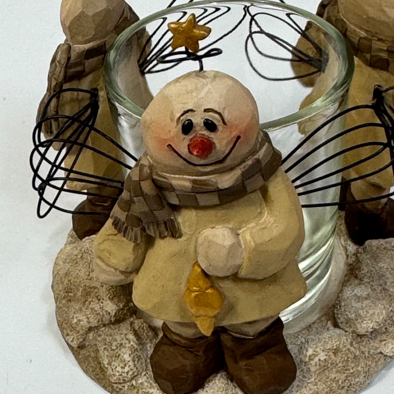 Blossom Bucket Suzi Skoglund Snowman Angel Votive Candle Holder Signed