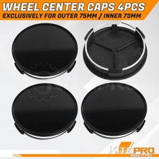 4x 2.9inch Wheel Center Rim Hub Caps For Outer 75mm Inner 73mm Gloss Black 4x 2.9inch Wheel Center Rim Hub Caps For Outer 75mm Inner 73mm Gloss Black