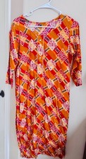 Indian Orange Kurta Dress with Geometric Print