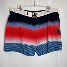 Hurley Mens Phantom Board Shorts Size 38 Red Blue Black Gradient Striped Swim