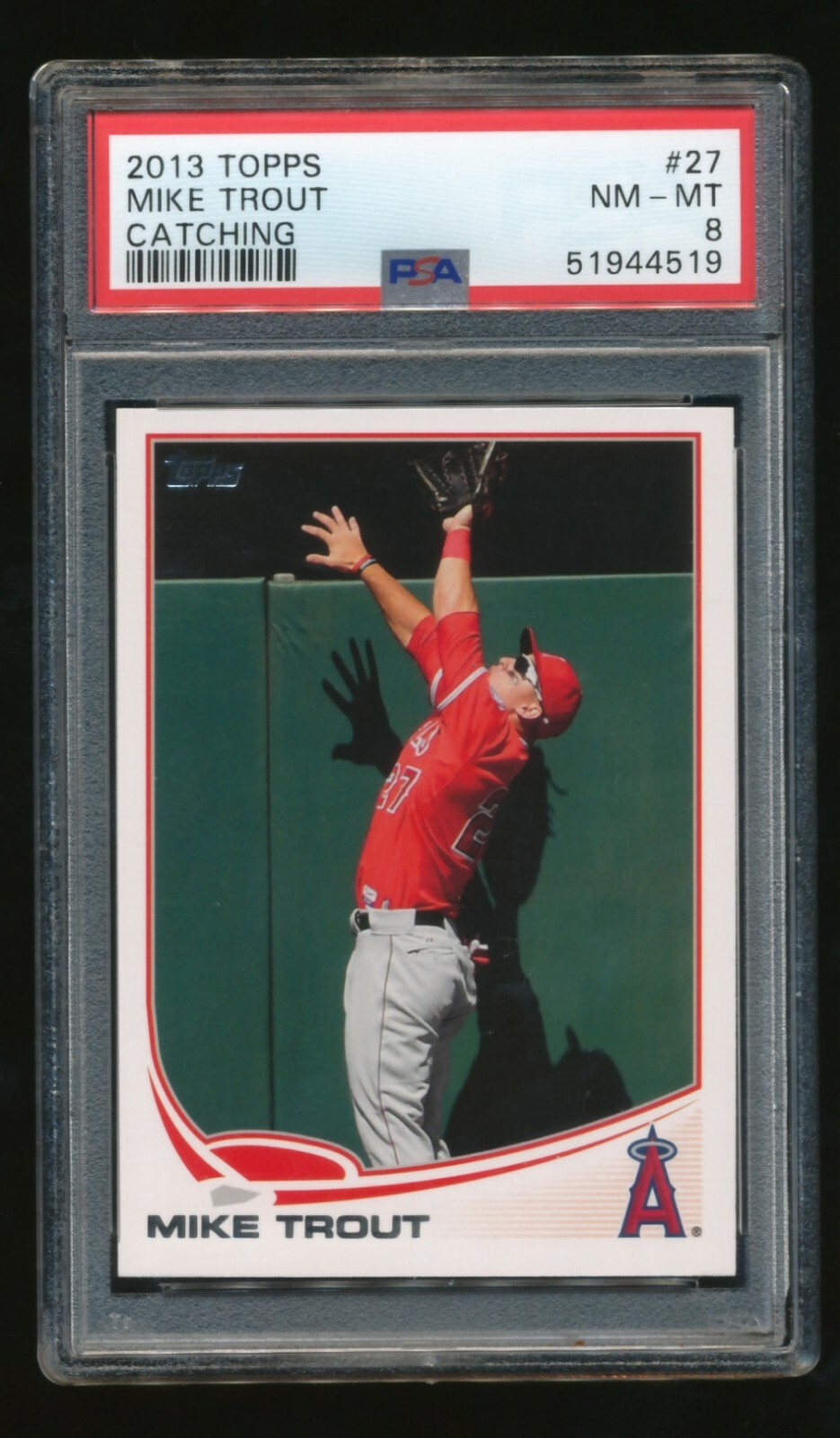 2013 Topps #27 Mike Trout Catching Photo Variation PSA 8 NM-MT