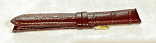 New Bulova Accutron DARK BROWN Croc Grain Watch Strap GF Signed Buckle