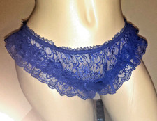 Vintage Frederick's of Hollywood Purple Lace Crotchless Ruffle Panties One Sz