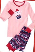 NWT Girls 10 Gymboree  GYMMIES  Cotton Pink/Blue Chevron SNOWMAN Sleepwear PJS