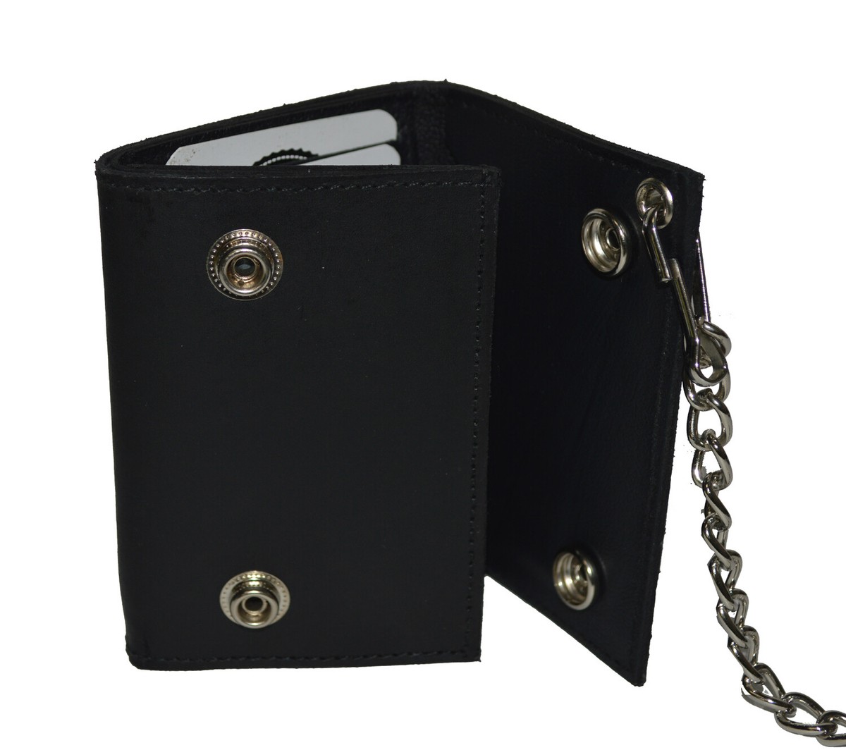 Leatherboss Genuine Leather Chain Trifold Wallet – Virgin Mary Design, 4.2 X 3.1 Inches, Biker Style Card Holder - View #10