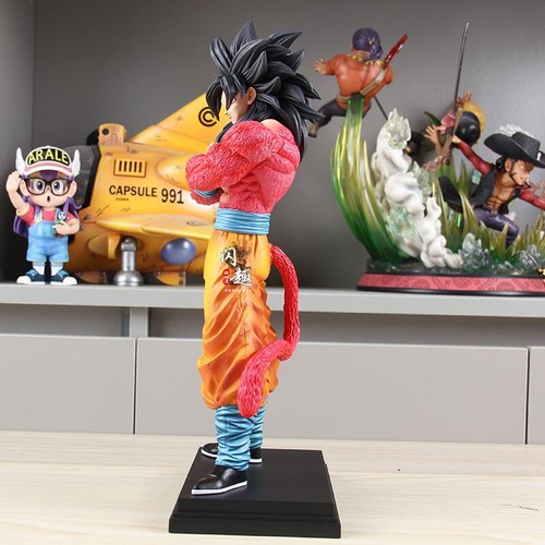 34CM Anime DBZ Plan B Super Saiyan 4 Sun Goku 2 Heads Figure Statue Gift NEW - Imagen 8 de 9