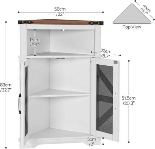 HOOBRO Bathroom Corner Cabinet Corner Storage Cabinet with Doors and LED Lights - Picture 3 of 8