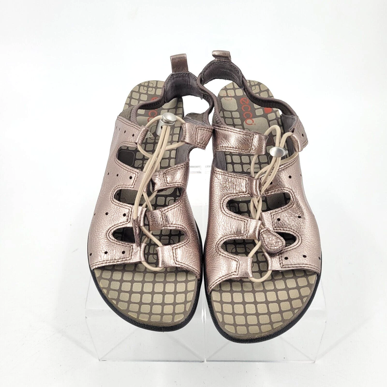 Sandali donna Ecco in peltro metallizzato slip on stringati stringati tg 42 11 11 5