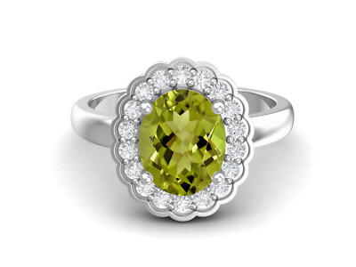 Ovaler natürlicher Peridot 925 Sterling Silber Solitär Verlobungsring Damen Ring