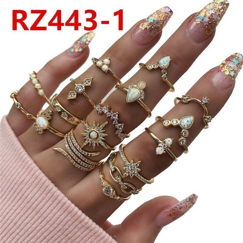 Boho Silver Gold Colour Yin Yang Knuckle Ring Set Women Girl Vintage Toe Thumb - Picture 2 of 11