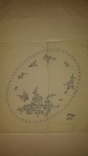 Vintage Rotkehlchen Oval Blumenstickerei Transfermuster 8314