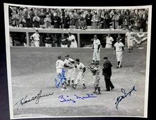 1956 World Series Original Signed Photo BILLY MARTIN ENOS SLAUGHTER HANK BAUER