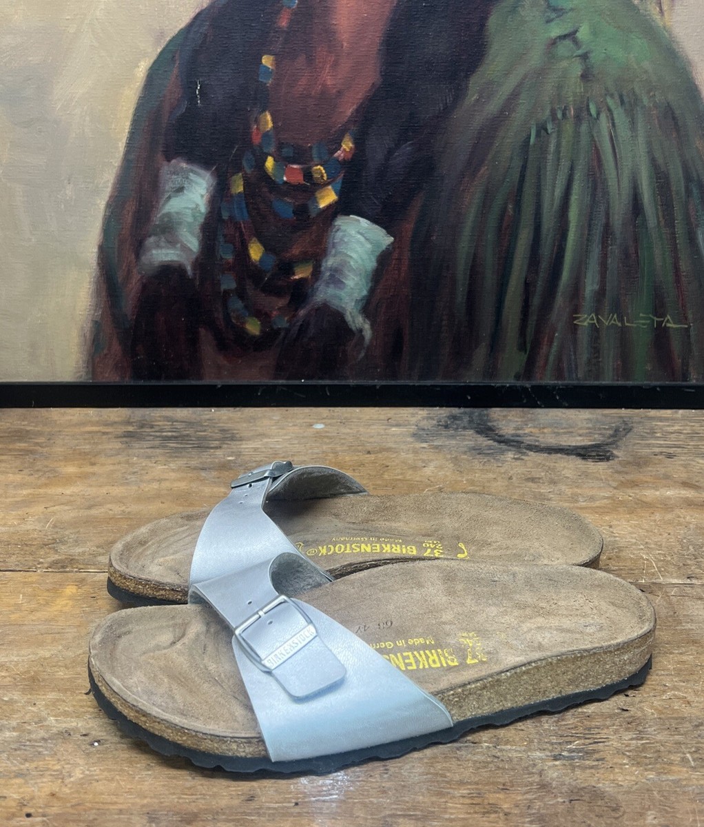 Birkenstock Madrid 37 US 6 N Single Strap Silver Birkoflor