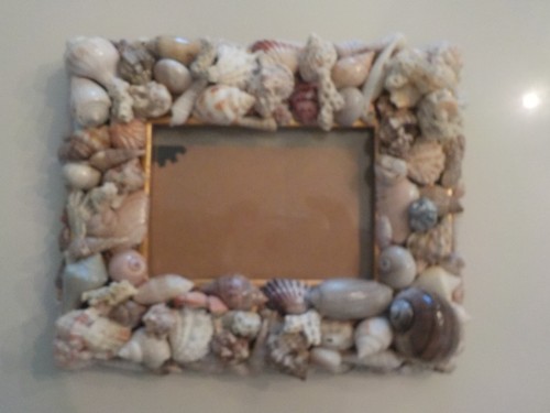 hand made Seashell picture frame. 4X6. Item #7