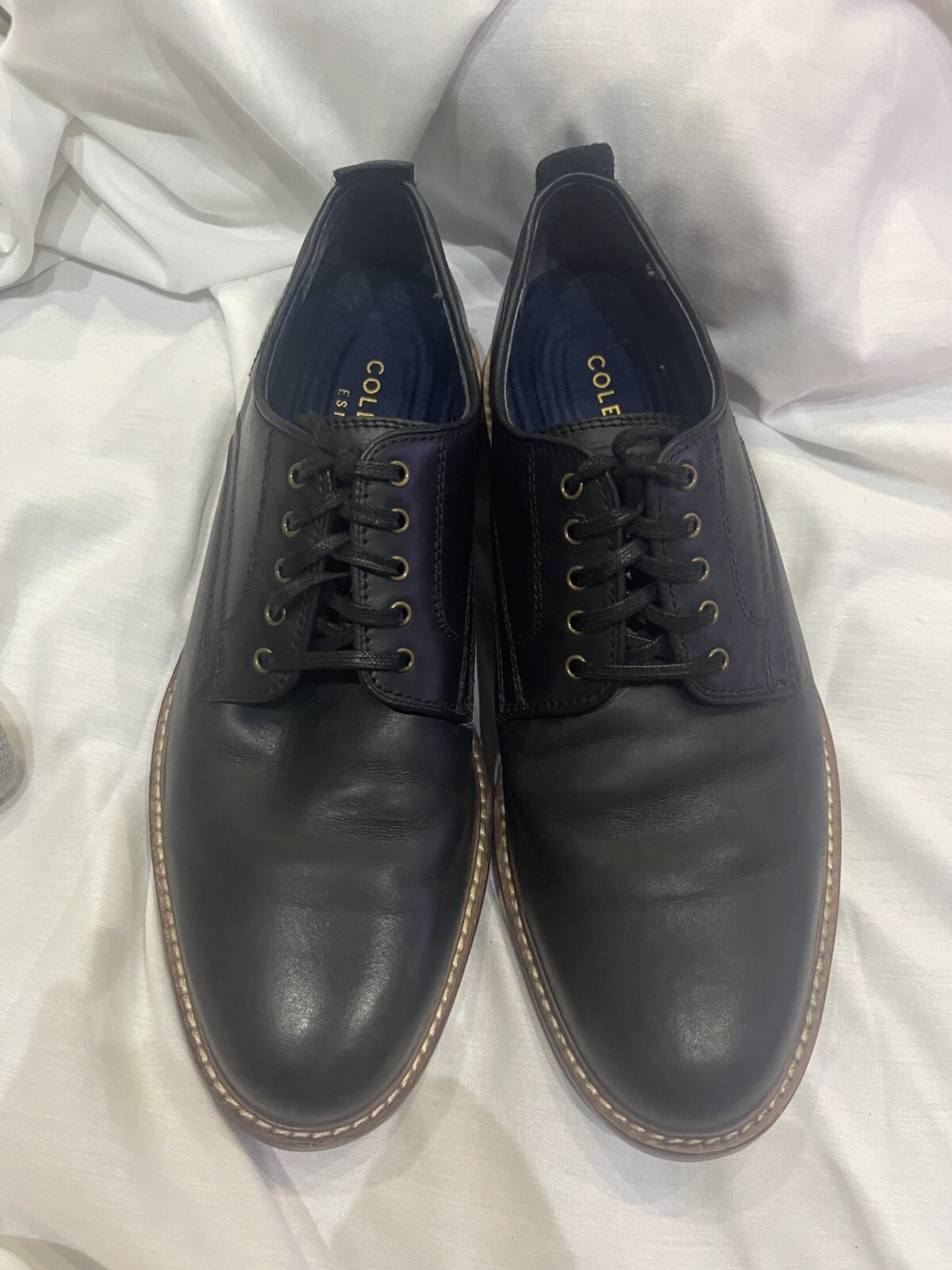 SAOLA Cole Haan Tyler Grand Plain Toe Derby C25104 Nero 8 Uomo Pelle Imbottita