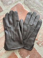 Vintage Fownes Dark Brown Leather Gloves Women  s Size Small Fur Lined Driving