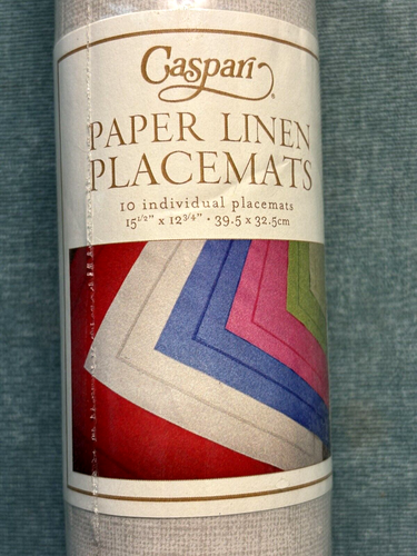 New Caspari Paper Linen Placemats Natural 10 Mats 11370PM 15.5 X12.75" Tailgate