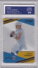 JUSTIN HERBERT ROOKIE CARD Clear Vision RARE GEM MINT 10 Football RC $$ Chargers