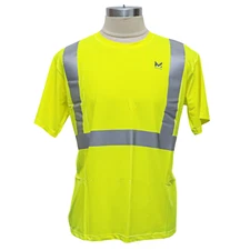 Construction Reflective Safety Trim With 360° Visibility Yellow T-Shirt Size XXL