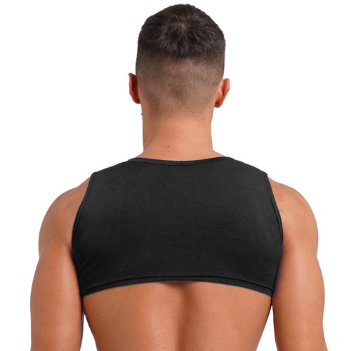 Mens Crop Top Low Scoop Neck Sportwear Slim Fit Tank Tops Stretchy Vest Fitness - Picture 23 of 156