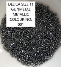 7 gms GUNMETAL METALLIC  MIYUKI DELICA GLASS BEADS SIZE 11 2mm COL NO. 001
