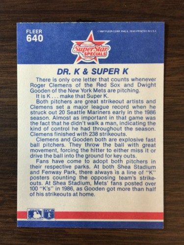 1987 Fleer Set Break #640 DR. K. & SUPER K. NM-MT or BETTER J10020328 - Picture 2 of 12