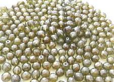 100 Pcs 4mm Czech Fire Polished Faceted Glass Beads  -  LUMI GREEN