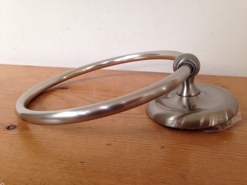 Brushed Chrome Satin Nickel Wall Mount Ready Bathroom Hand Towel Hook Loop  - Picture 5 of 6