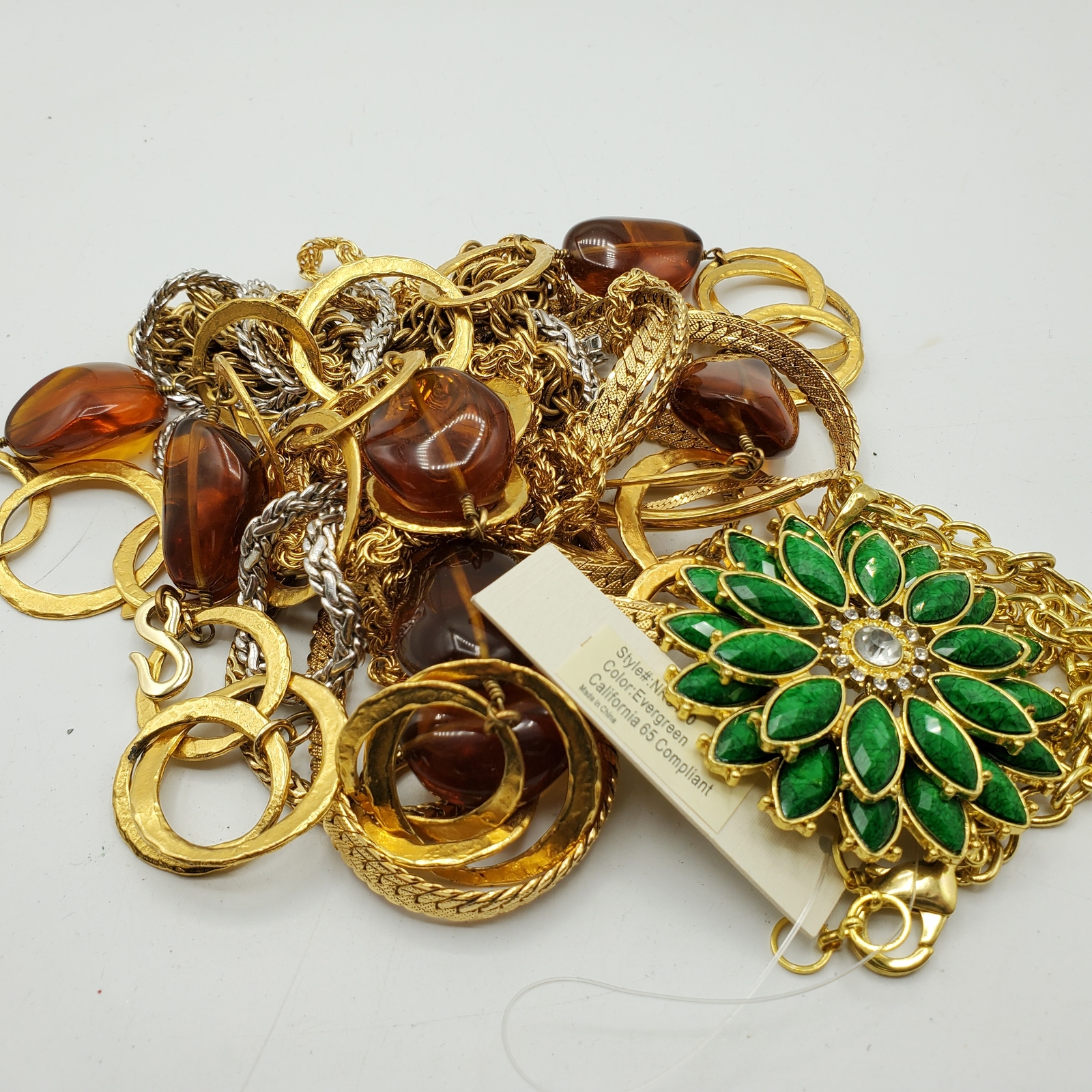 Napier Trifari Gold Tone Fashion Necklace Lot Gem