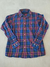 Brooks Brothers Boys Plaid Fleece Shirt Size M Red Blue Flannel Button Down