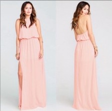 show me your Mumu heather halter dress frost pink Maxi dress open back sz XS