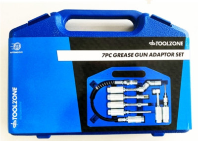 Toolzone 7 Piece Grease Gun Adaptor Set Workshop Garage Vehicle Equipment