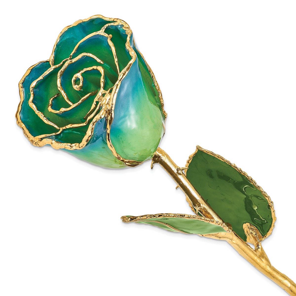 Lacquer Dipped 24k Gold Trim Peridot & Navy Real Rose Lacquer Dipped 24k Gold Trim Peridot & Navy Real Rose