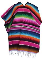 Mexikanischer Poncho Serape Sarape Pancho Erwachsenengröße in vielen Farben - Bild 17 von 17
