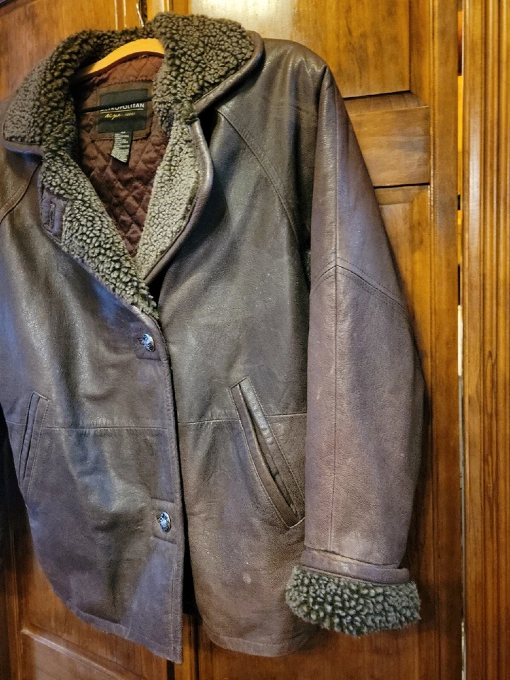 Metropolitan New York Mens Brown Bomber Jacket-coat Sherpa Lined XS - Image 3 of 4