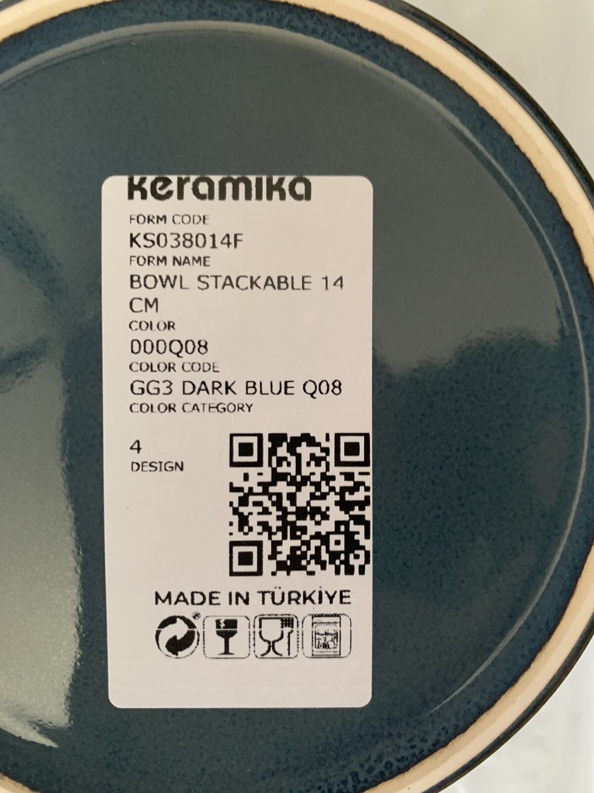 Keramika plate and bowl Deep Stackable  made in Turkey Dark Blue