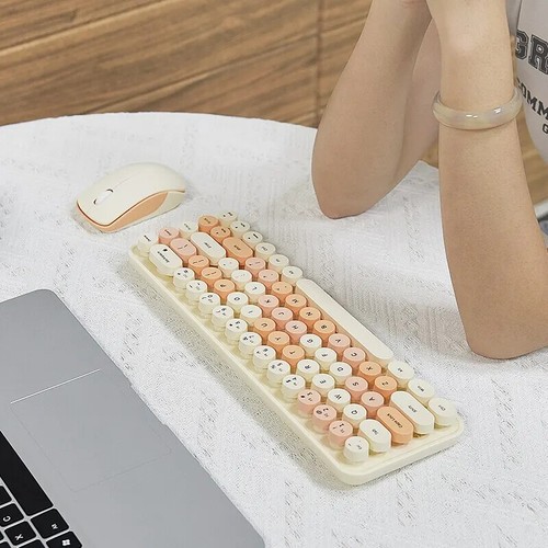 Wireless Keyboard and Mouse, Cute 68 Round Keycap Compact Keyboard for Computer - Picture 31 of 31