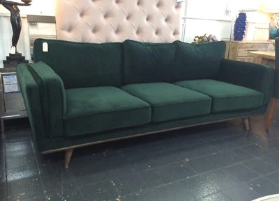 Dali 3 Seater Sofa Emerald Green Velvet Brand New
