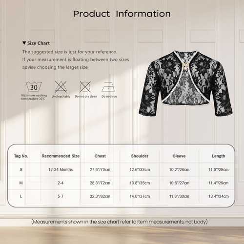 Kids Girls Crop Tops Toddler Cardigans Occasion Wrap Over Coats Shrugs Pageant - Picture 41 of 76