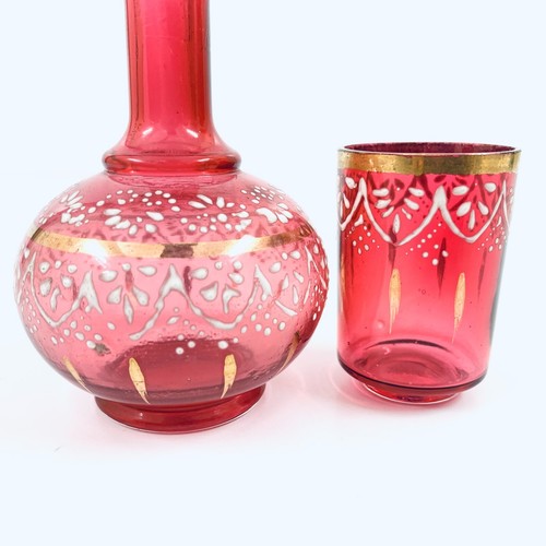 Vintage Pink Glass Tumbler with glass| Vintage pink Glass Pot with glass - Picture 6 of 7