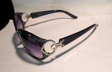 QUALITY WOMEN'S ITALY EYEWEAR BLUE FRAME SUNGLASSES G8225 RHINESTONE VIOLET LENS