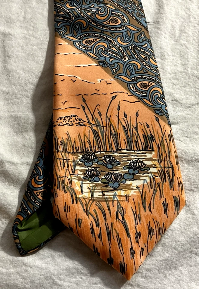 Corbata Columpio Vintage 57" x 4 1/2" Años 50 Melocotón Lirio Almohadillas y Paisleys - Wembley Foto 4 de 4