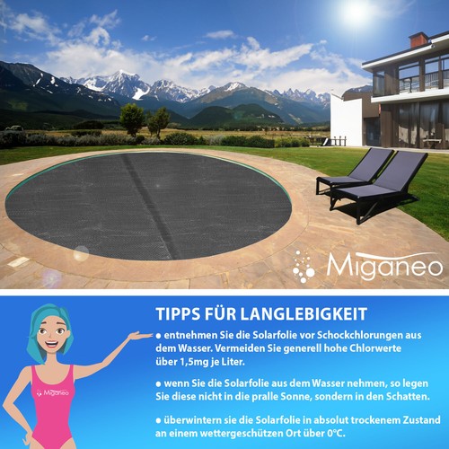 366 cm Solarfolie für Pool Solarplane Wärmefolie 180my schwarz Poolheizung rund - Bild 4 von 6